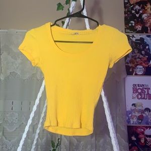 Guess Xs Yellow Ribbed Shirt